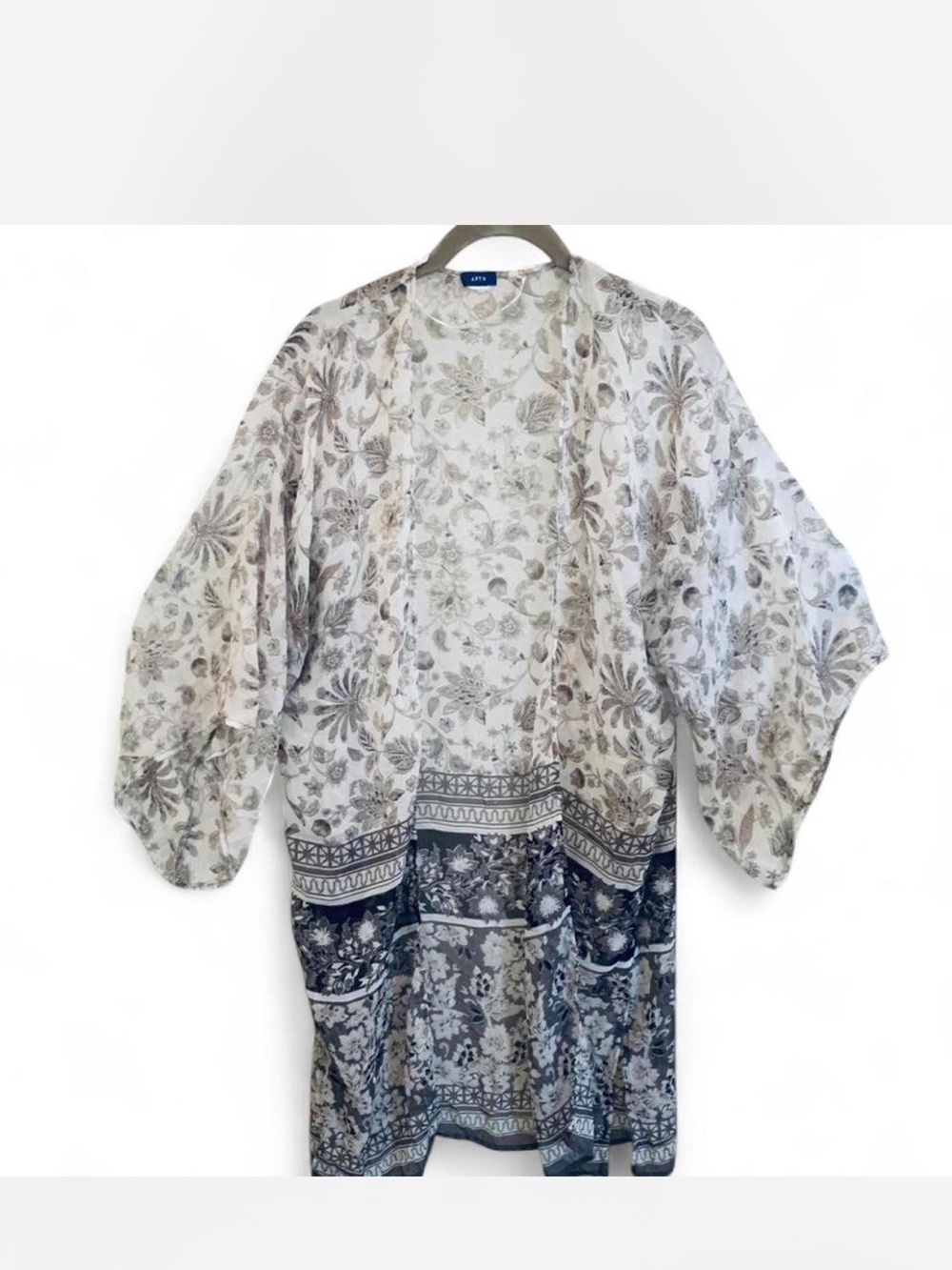 Boho Fairy Apt. 9 Floral Sheer Kimono in White and Navy